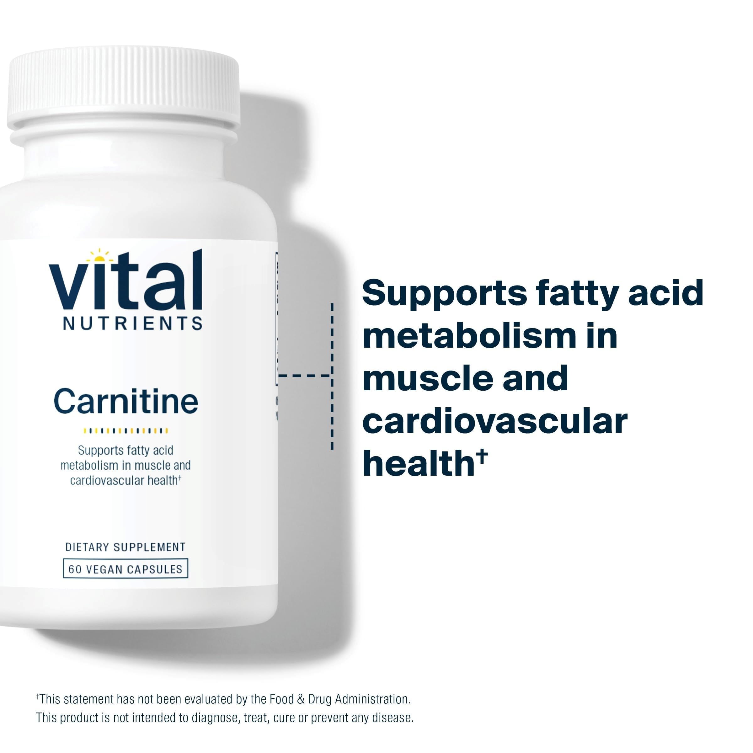 Vital Nutrients Carnitina 500mg, cápsulas para consumo diario