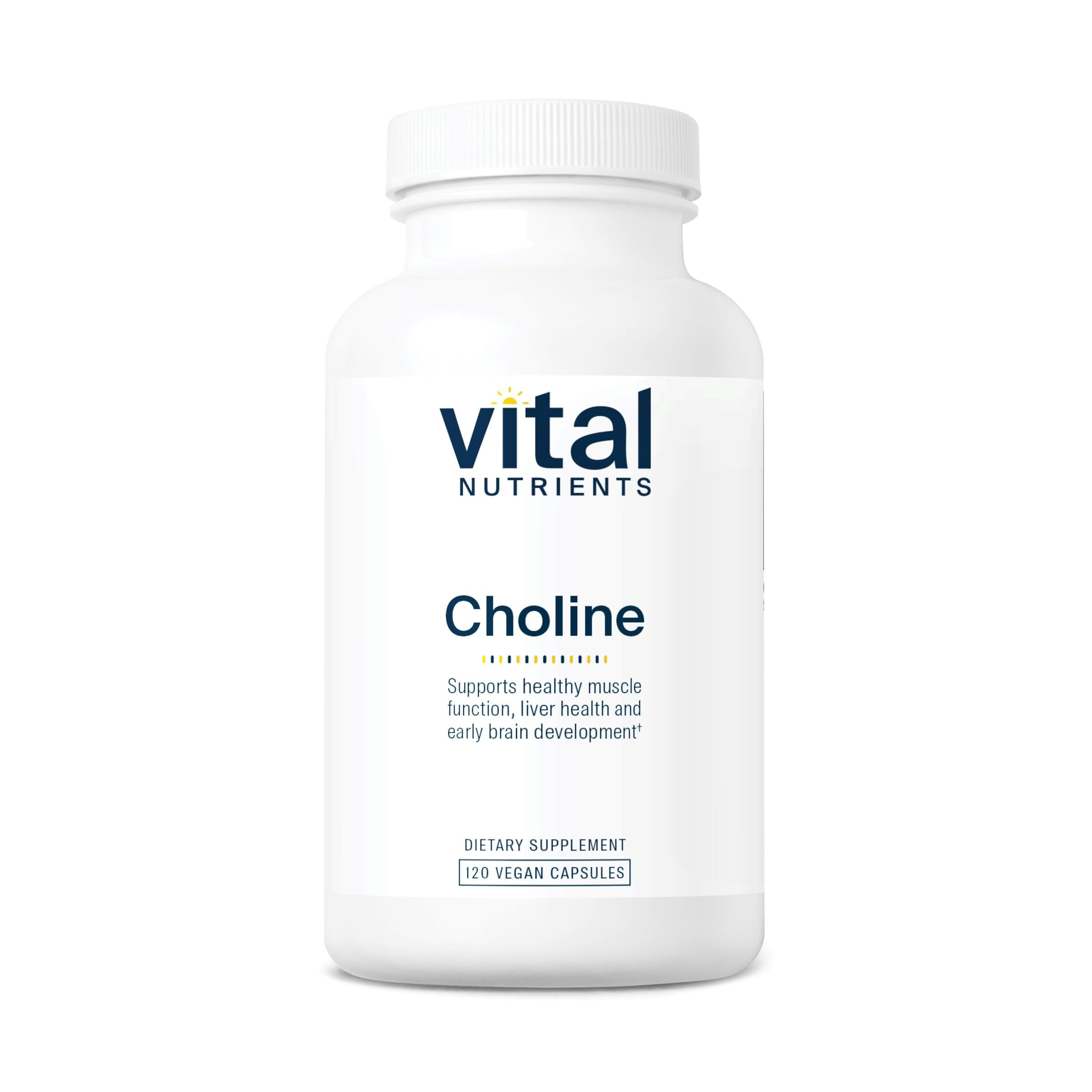 Vital Nutrients Colina 550mg envase frontal – apoyo potencial al desarrollo cerebral