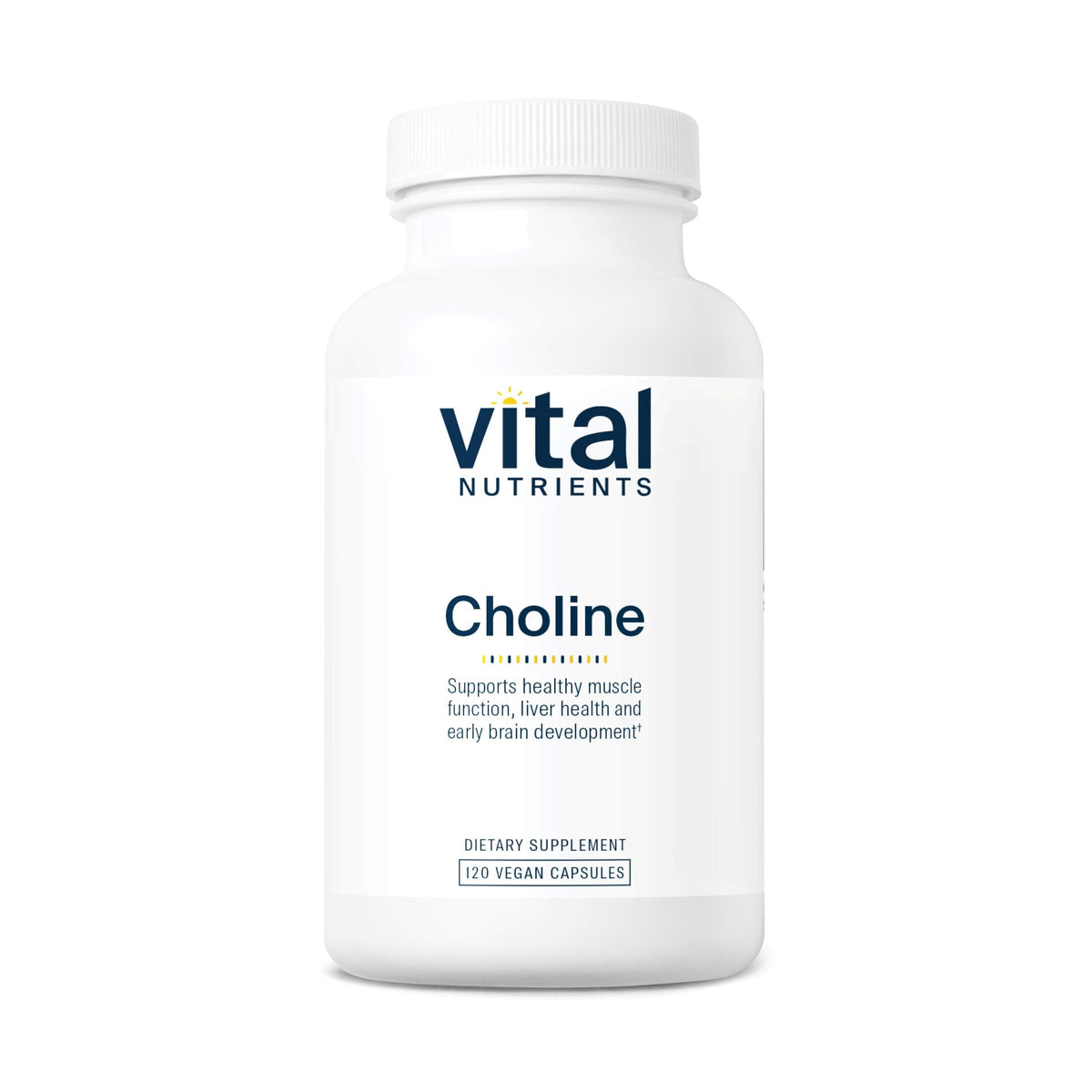 Vital Nutrients Colina 550mg envase frontal – apoyo potencial al desarrollo cerebral