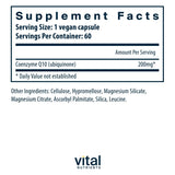 Vital Nutrients CoQ10 200mg: cápsulas veganas listas para uso diario