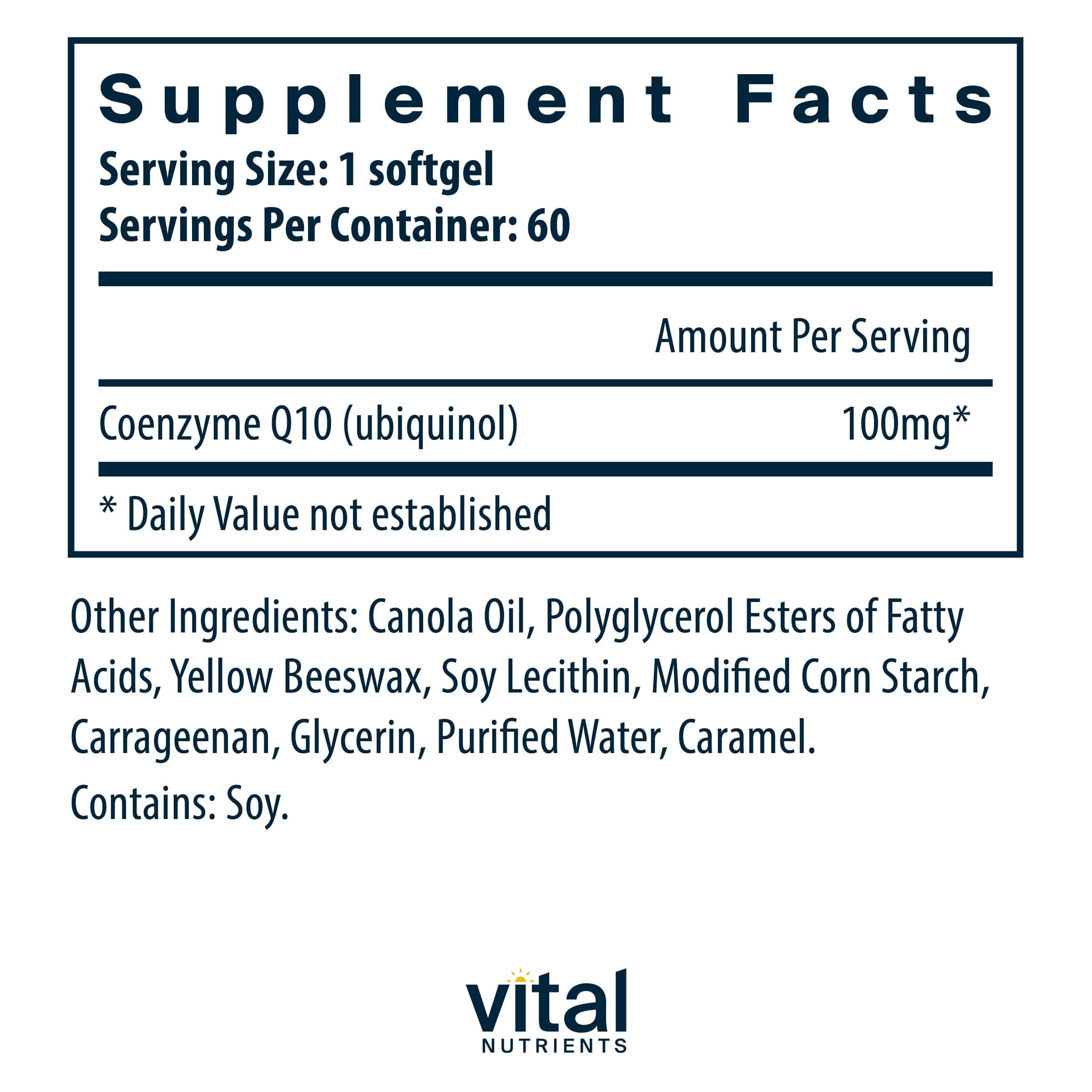 Vital Nutrients CoQ10: energía diaria para rendimiento sostenido.