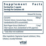 Vital Nutrients cápsulas de curcumina 700mg con pimienta negra para mayor absorción
