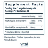 Vital Nutrients D3 K2 cápsula cerca para absorción eficiente