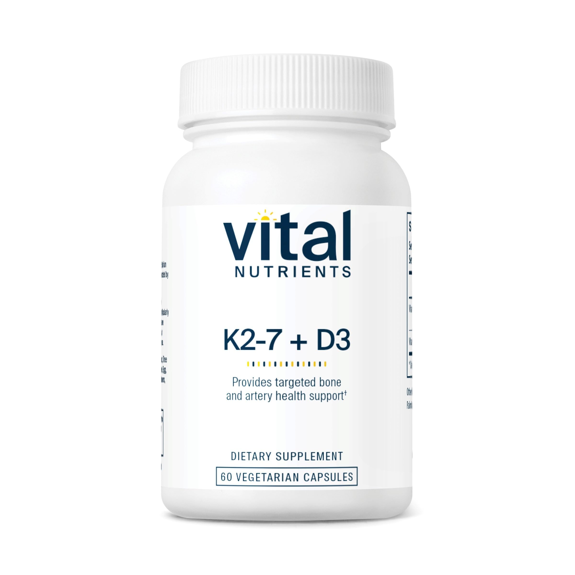 Vital Nutrients D3 K2 cápsulas en botella para soporte potencial de hueso y músculo