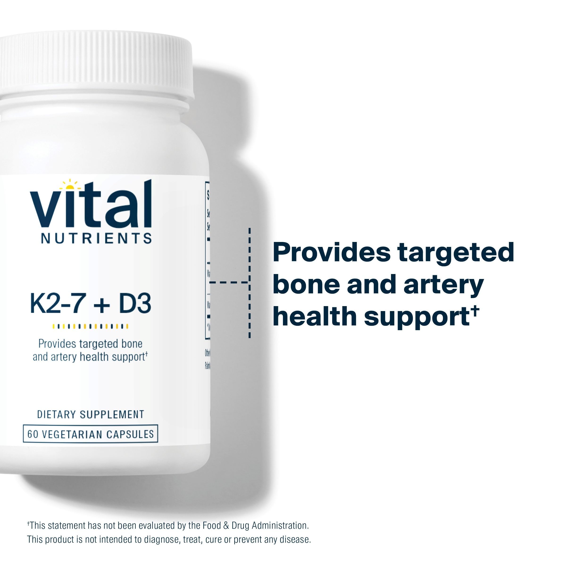 Vital Nutrients D3 K2 etiqueta en botella con información clara