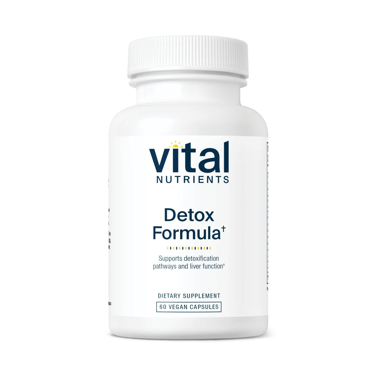 Vital Nutrients Detox Formula: botella frontal, posible apoyo a funciones naturales del hígado.