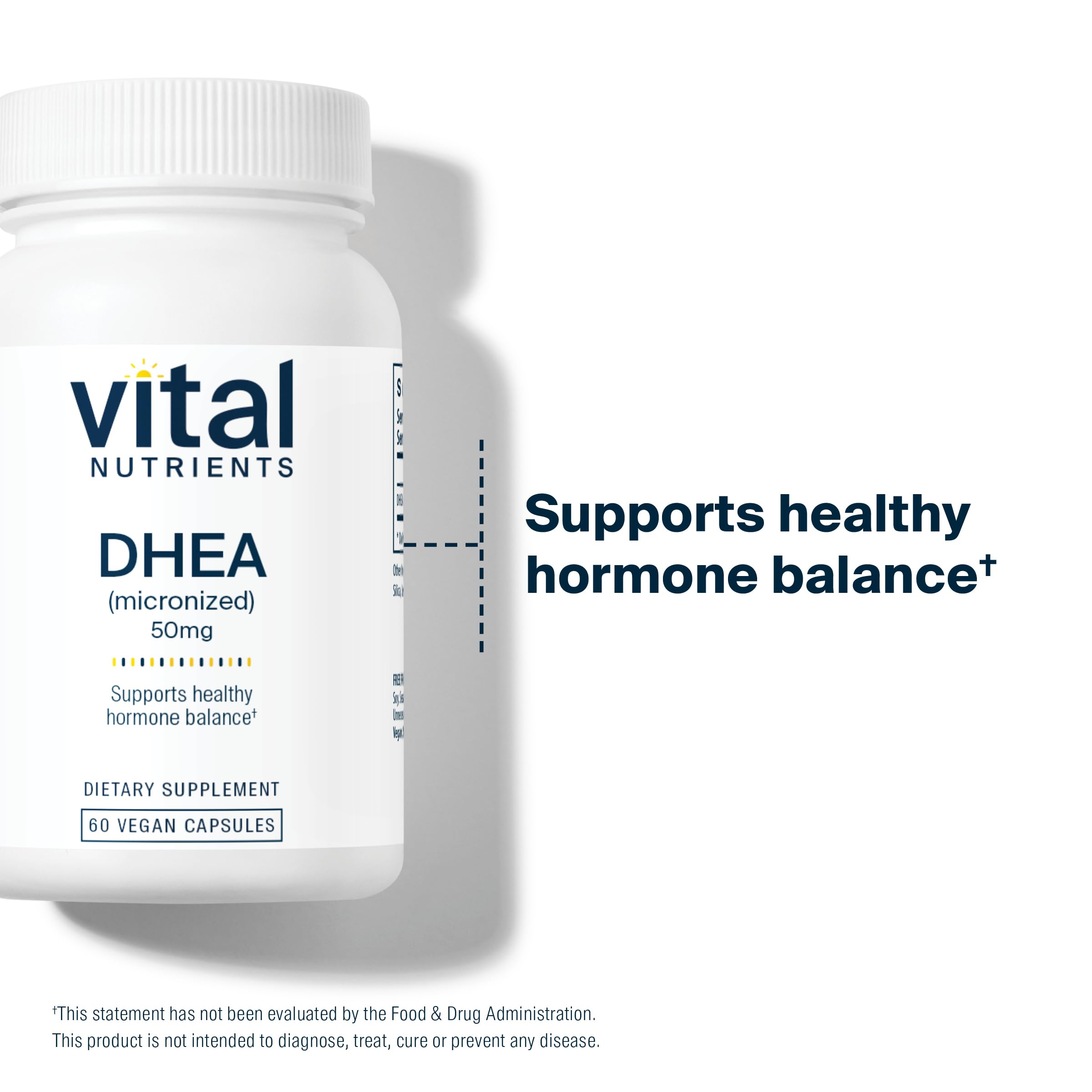 Vital Nutrients DHEA 50mg, cápsulas en mano para uso diario