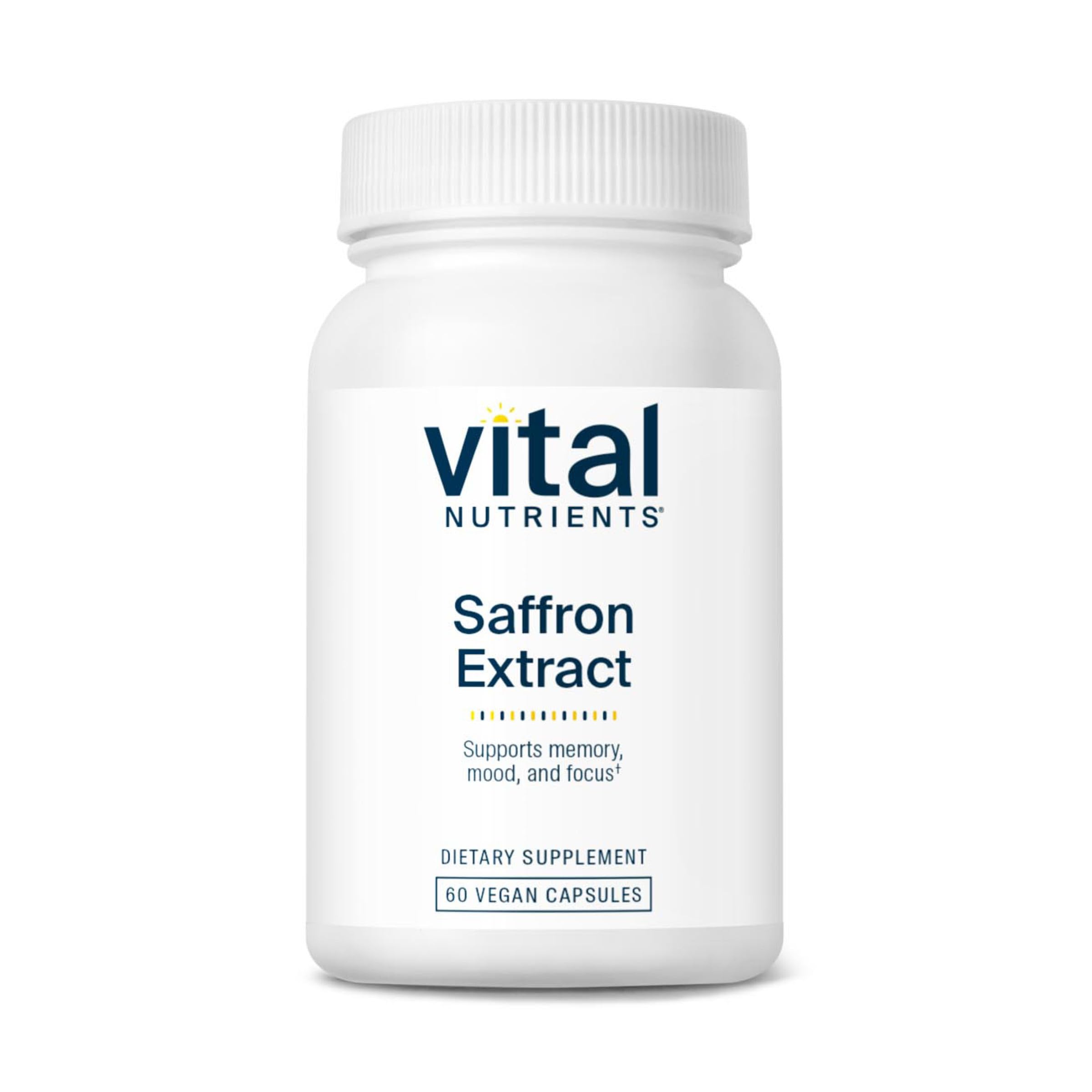 Vital Nutrients extracto de azafrán en bote para apoyo al estado de ánimo y relajación.