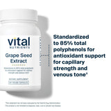 Vital Nutrients extracto de semilla de uva, etiqueta: fórmula limpia y no transgénica.