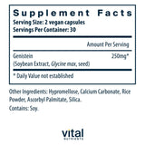 Genisteína de Vital Nutrients, cápsulas en primer plano para uso diario seguro.