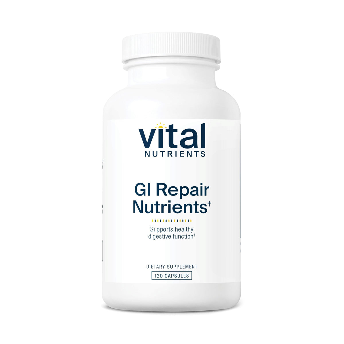 Vital Nutrients GI Repair: cápsulas frente, apoyo a la barrera intestinal y la digestión.