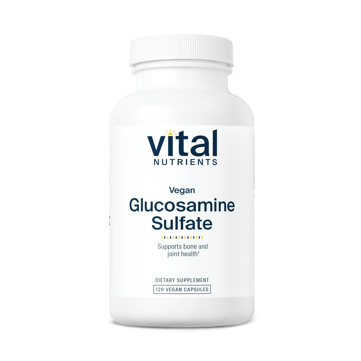 Vital Nutrients Glucosamina Sulfato Vegano 750 mg, botella, para movilidad y salud de las articulaciones.