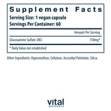 Vital Nutrients glucosamina sulfato vegano, cápsulas de 750 mg, soporte potencial para articulaciones.
