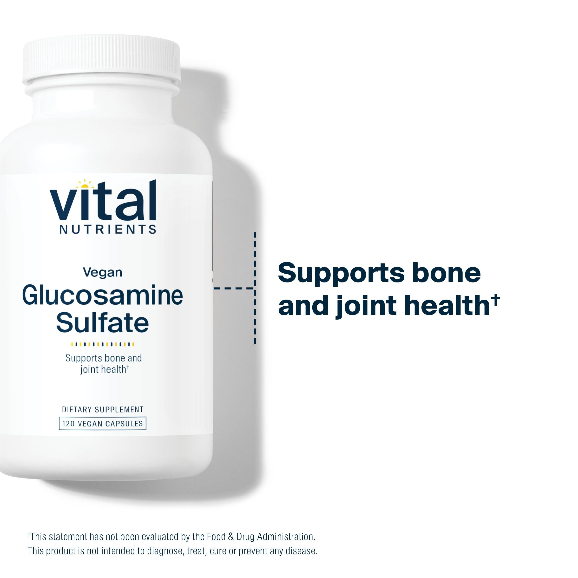 Vital Nutrients glucosamina sulfato vegano, dosificación diaria fácil y cerca de la rutina.