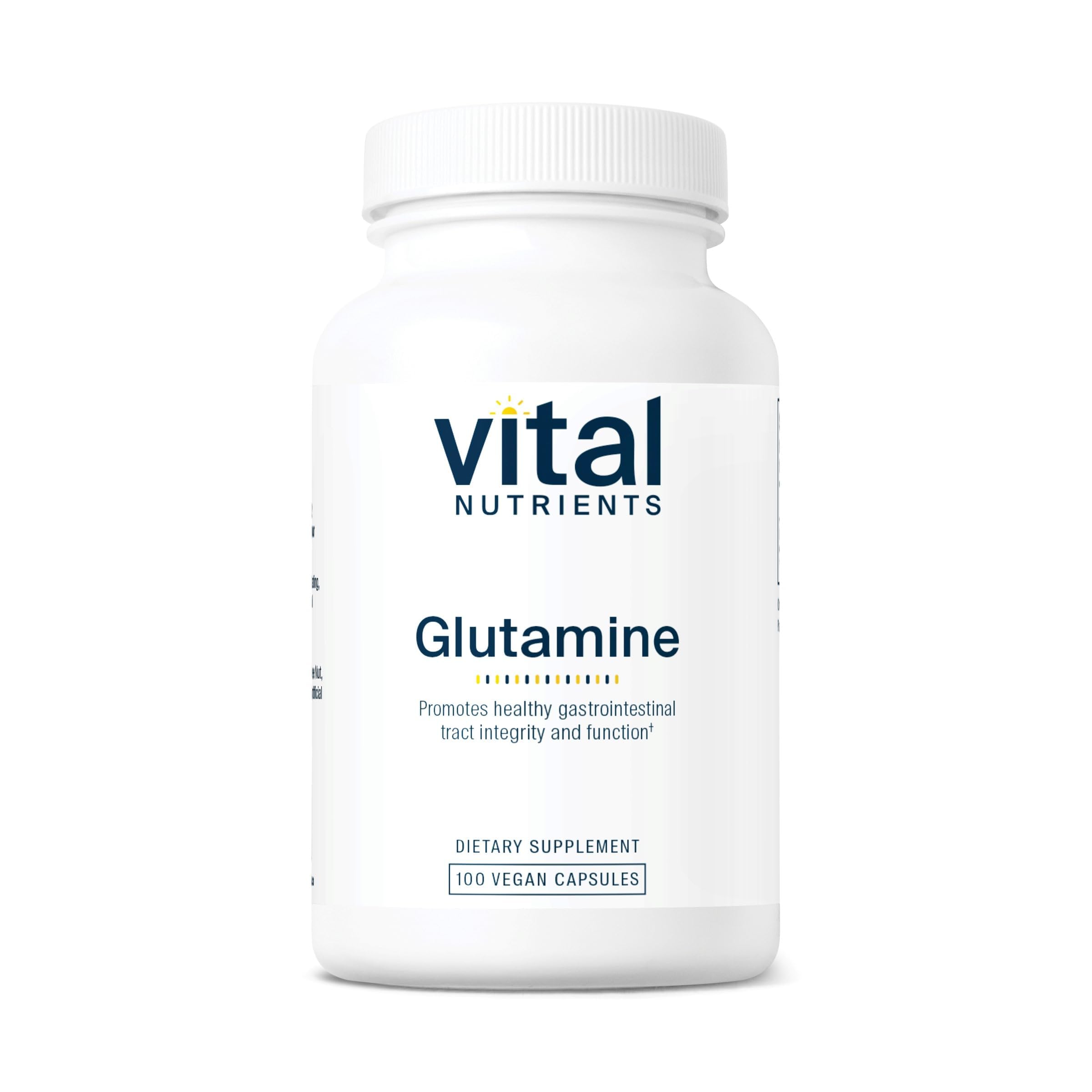 Vital Nutrients Glutamina: cápsulas limpias en frasco, apoyo para el tracto gastrointestinal