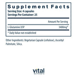 Vital Nutrients Glutamina: botella de 90 cápsulas para construcción muscular y reparación