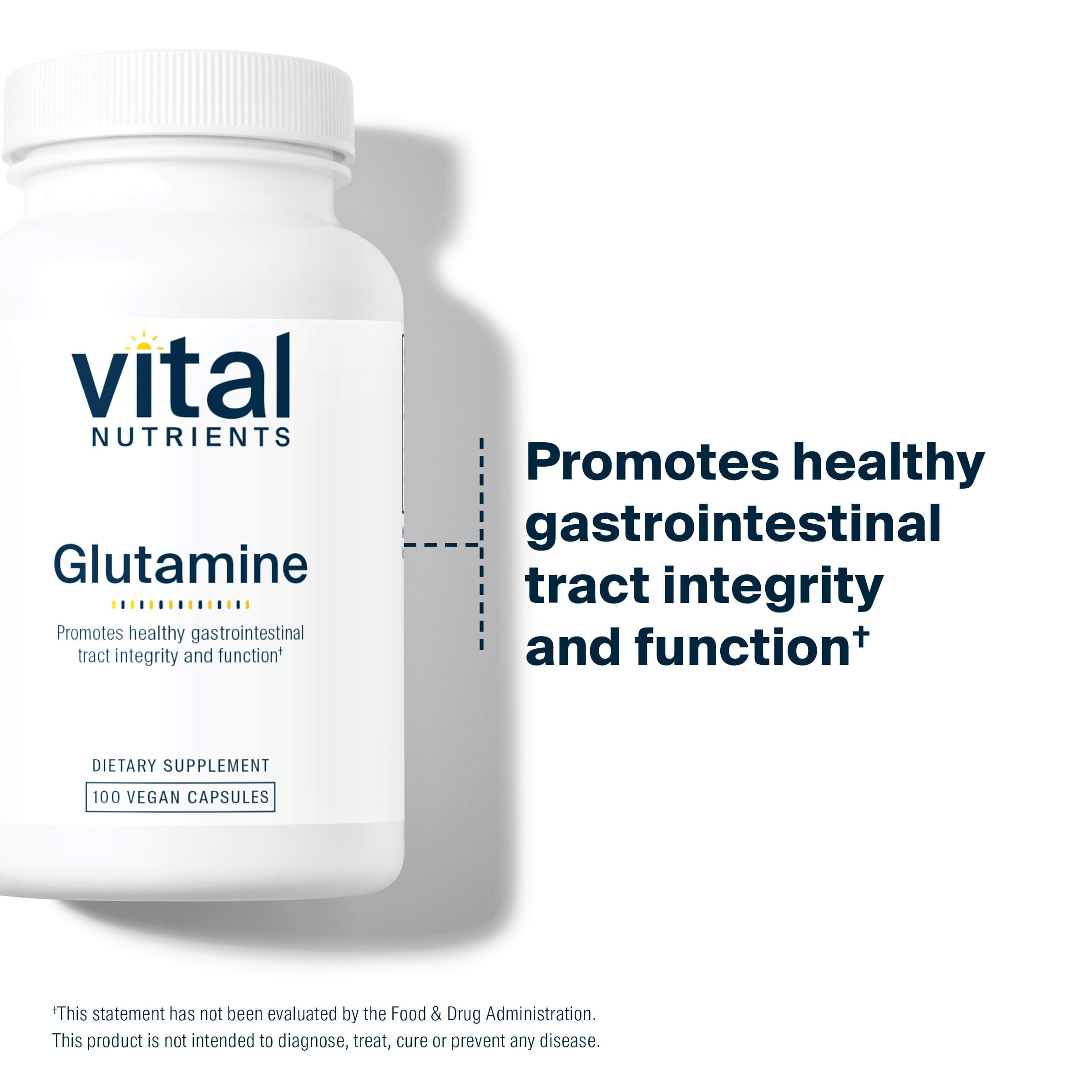 Vital Nutrients Glutamina: frasco con cápsulas limpias para múltiples usos