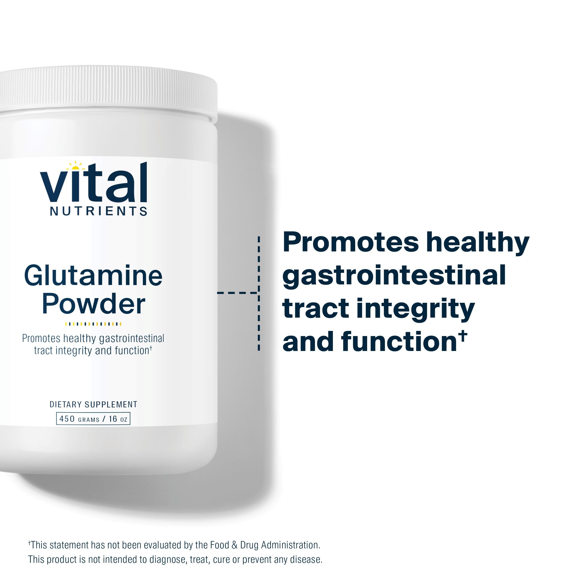 Vital Nutrients Glutamina: frasco de 450 g, opción Sin OGM.