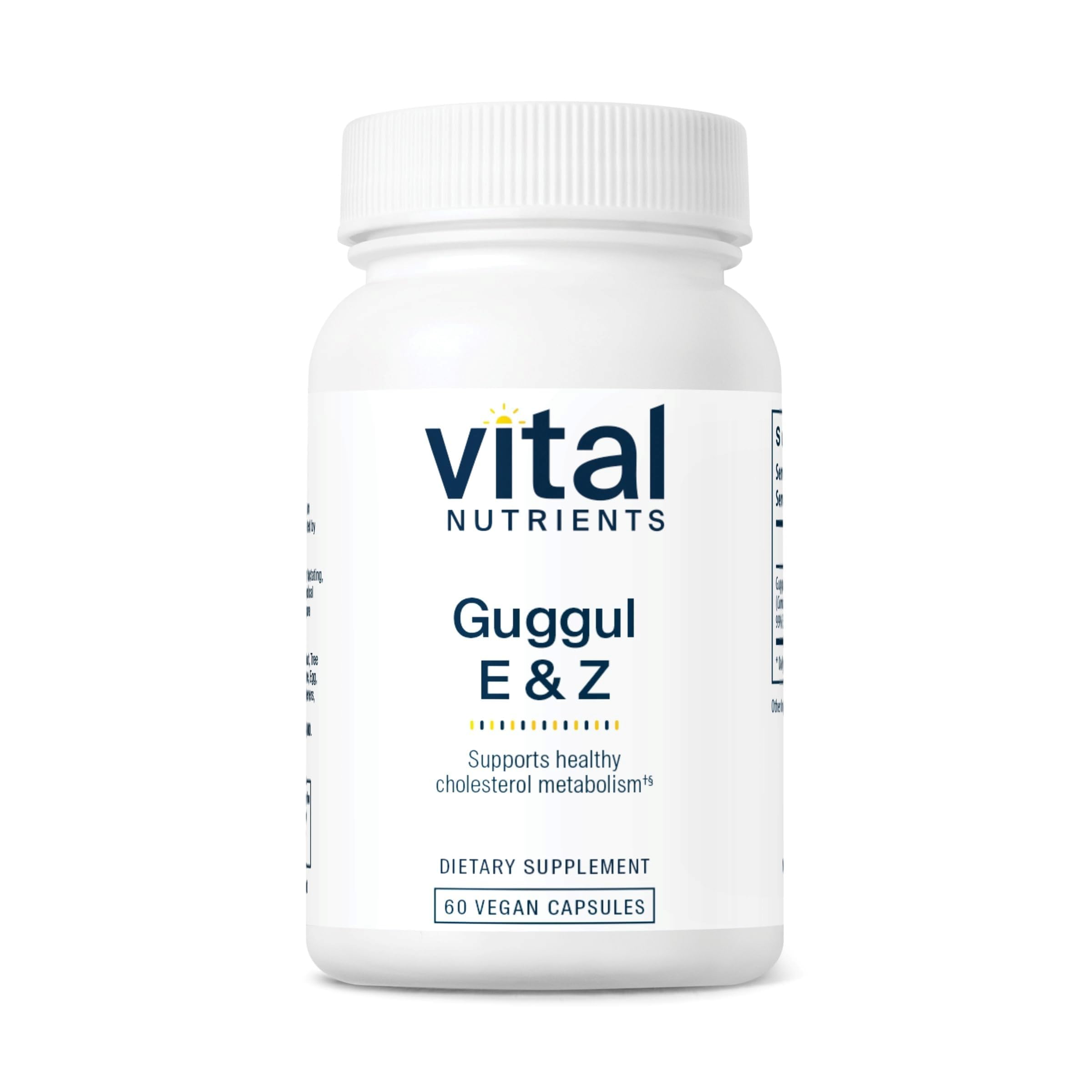 Vital Nutrients Guggul E & Z, botella frontal, apoyo a niveles saludables de colesterol