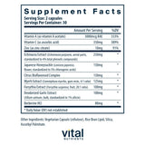 Vital Nutrients Herbal Biotic, ingredientes clave visibles para la salud inmune.