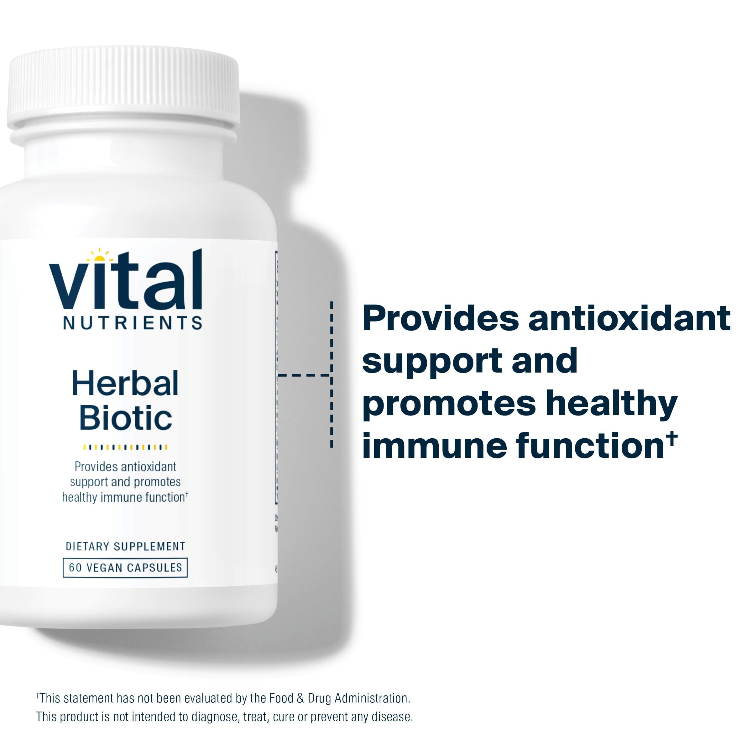 Vital Nutrients Herbal Biotic: cápsulas veganas sin gluten para uso diario.