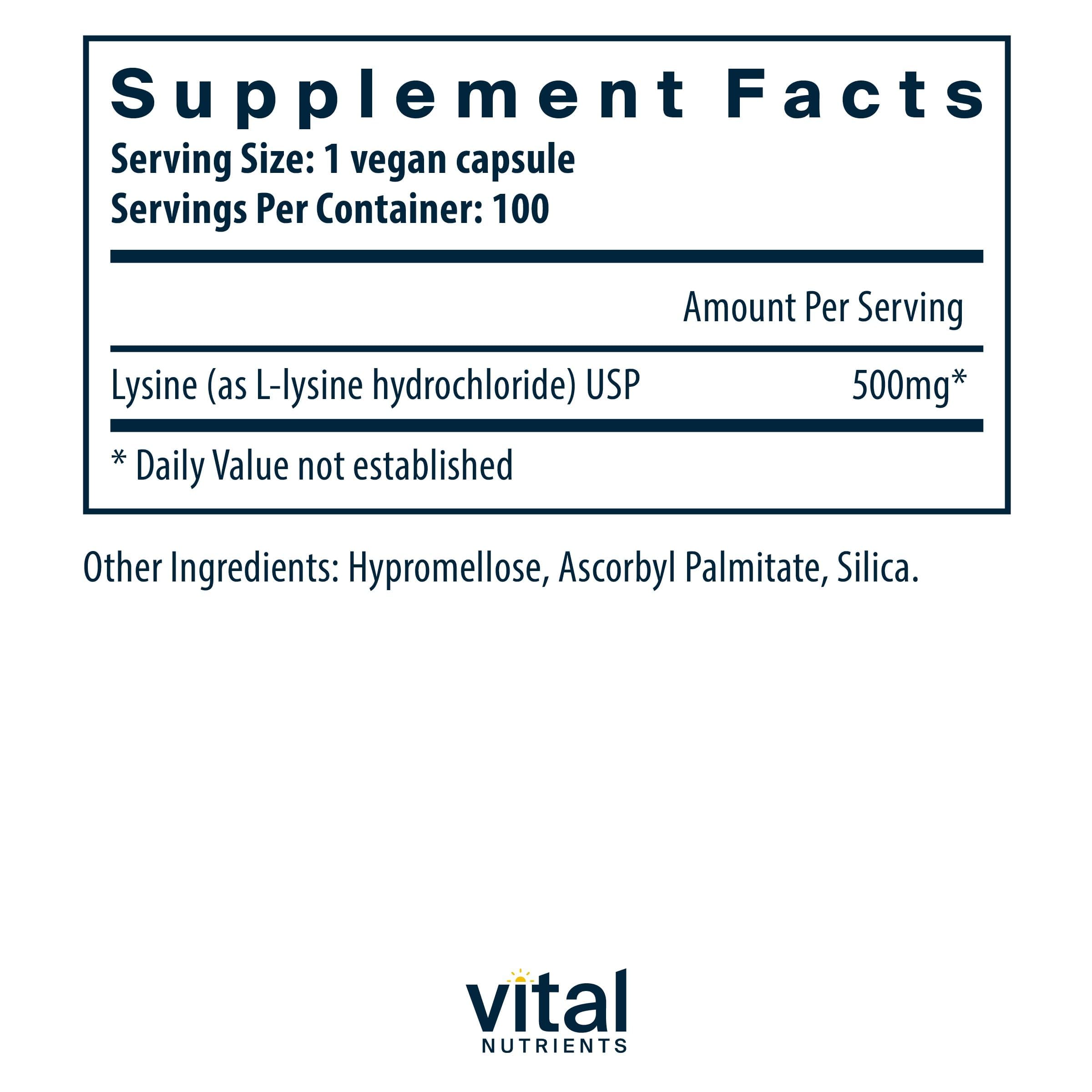 Vital Nutrients Lisina: encías sanas y mucosas protegidas para uso diario.
