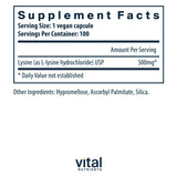 Vital Nutrients Lisina: encías sanas y mucosas protegidas para uso diario.