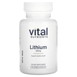 Vital Nutrients Litio Orotate, botella: muestra la fórmula vegana para equilibrio emocional.