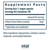 Vital Nutrients Litio Orotate: cápsulas listas para uso diario consciente.