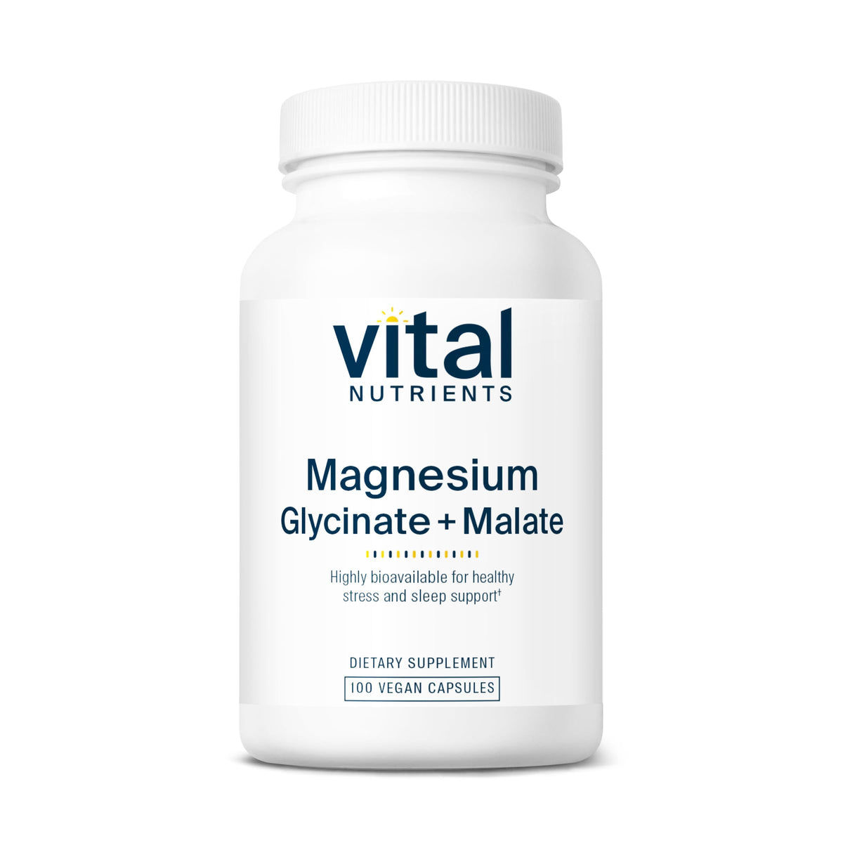 Vital Nutrients magnesio glicinato malato en botella, favorece la relajación diaria
