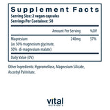Vital Nutrients cápsulas de magnesio glicinato malato, absorbción suave