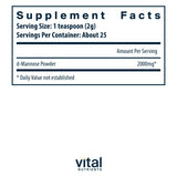 Vital Nutrients Mannosa frasco vegan, fórmula limpia