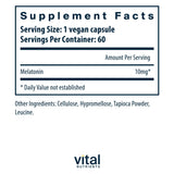 Melatonina Vital Nutrients en cápsulas para rutina nocturna y descanso.