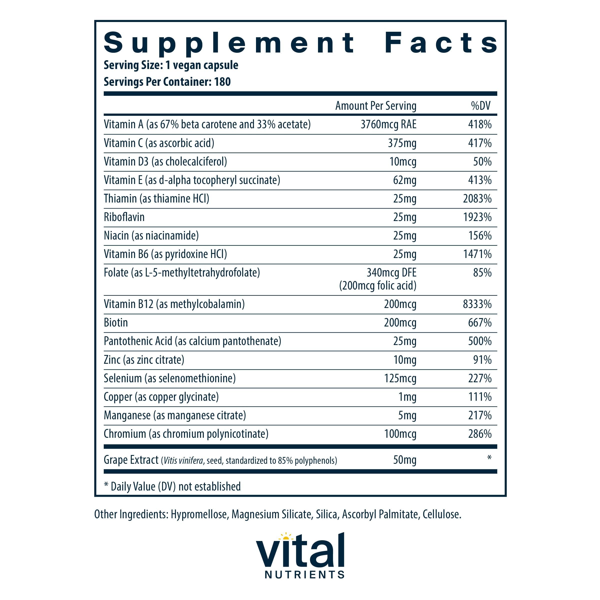 Vital Nutrients Minimal y Esencial, cápsulas fáciles de tragar para vegetarianos.