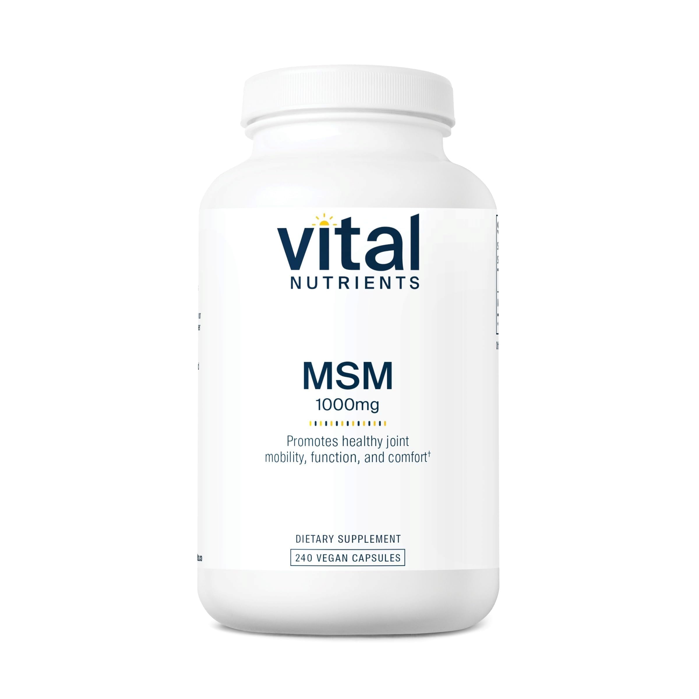 Vital Nutrients MSM 1000mg: botella con cápsulas para movilidad saludable