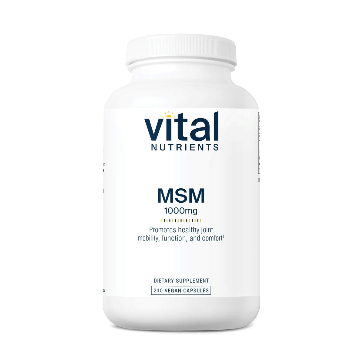 Vital Nutrients MSM 1000mg: botella con cápsulas para movilidad saludable