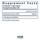 Cápsulas MSM 1000mg de Vital Nutrients para uso diario