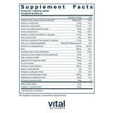 Vital Nutrients Multi-Nutrients etiqueta detalle, información de dosis y beneficios
