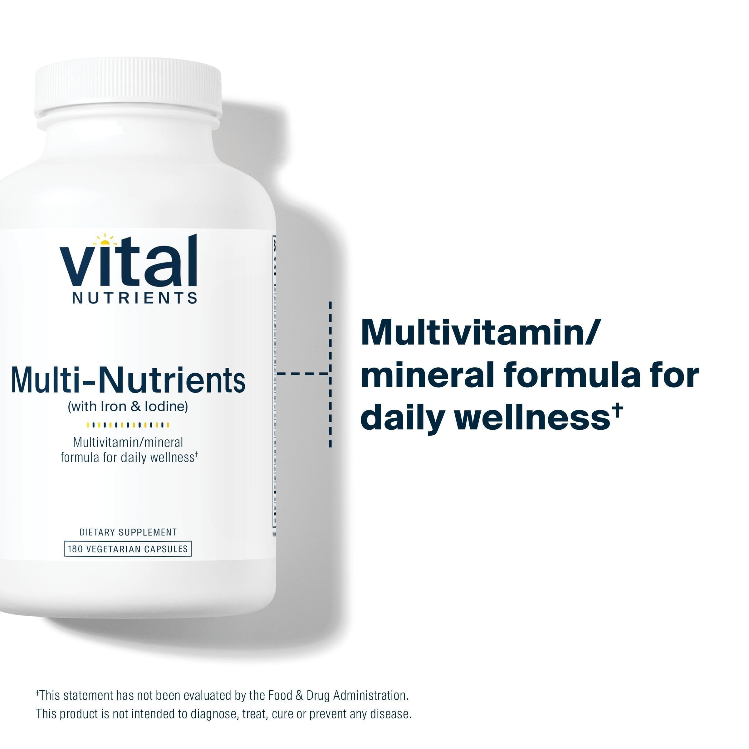 Vital Nutrients Multi-Nutrients cápsulas: fáciles de tragar para uso diario.