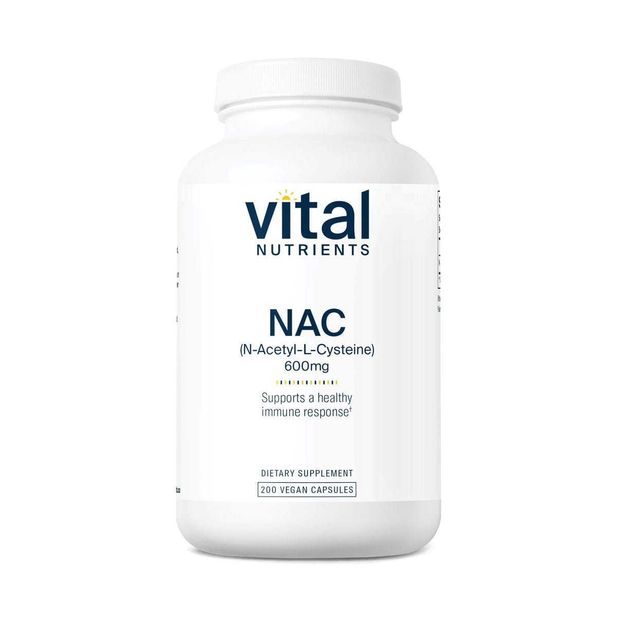 Vital Nutrients NAC 600 mg: botella con cápsulas para apoyo respiratorio diario
