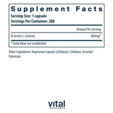 Vital Nutrients NAC: primer plano de cápsulas para salud antioxidante