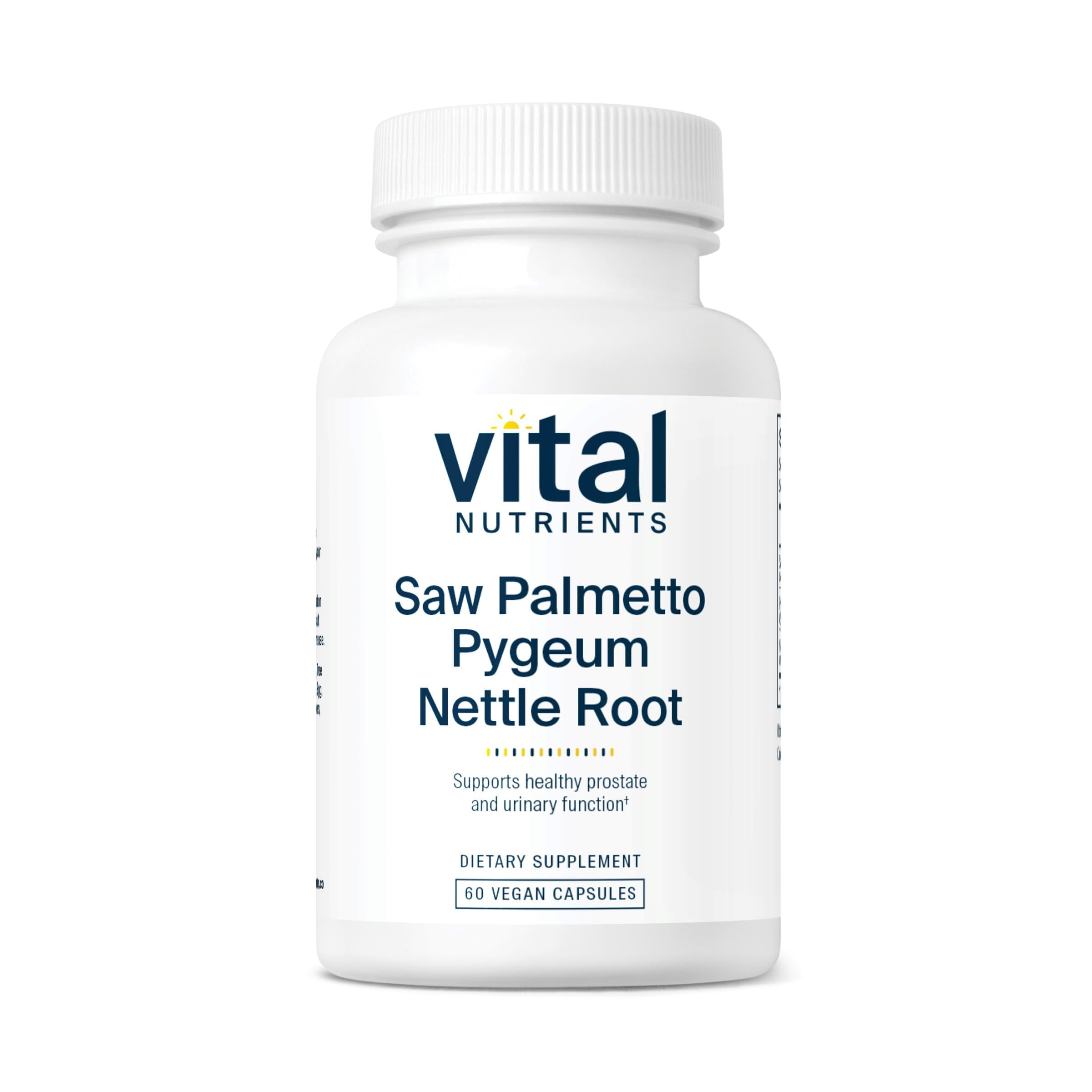 botella de Vital Nutrients con palma enana, pygeum y ortiga para uso diario