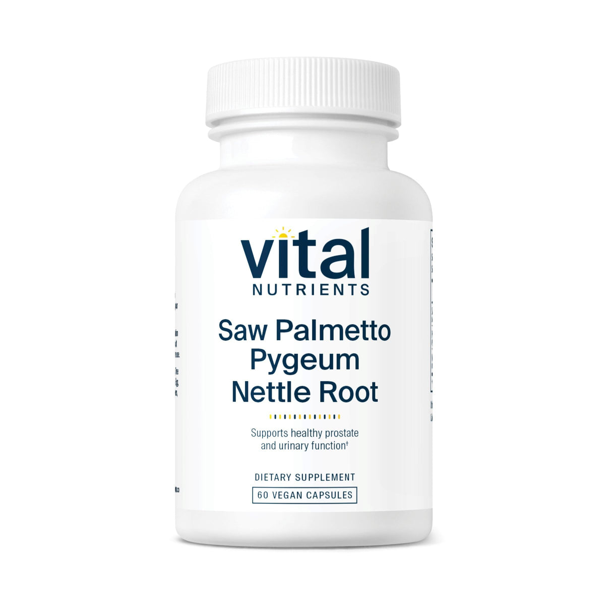 botella de Vital Nutrients con palma enana, pygeum y ortiga para uso diario