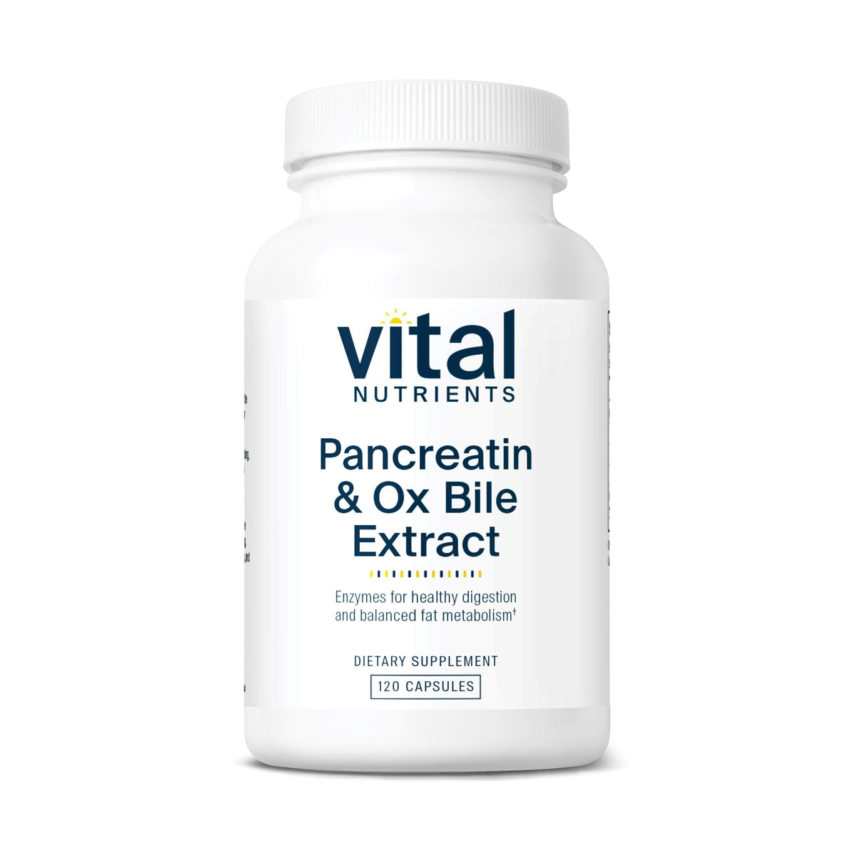Vital Nutrients Pancreatina con extracto de bilis, cápsulas para apoyar la digestión.