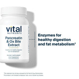 Vital Nutrients Pancreatina Ox Bile: etiqueta del producto con información detallada.