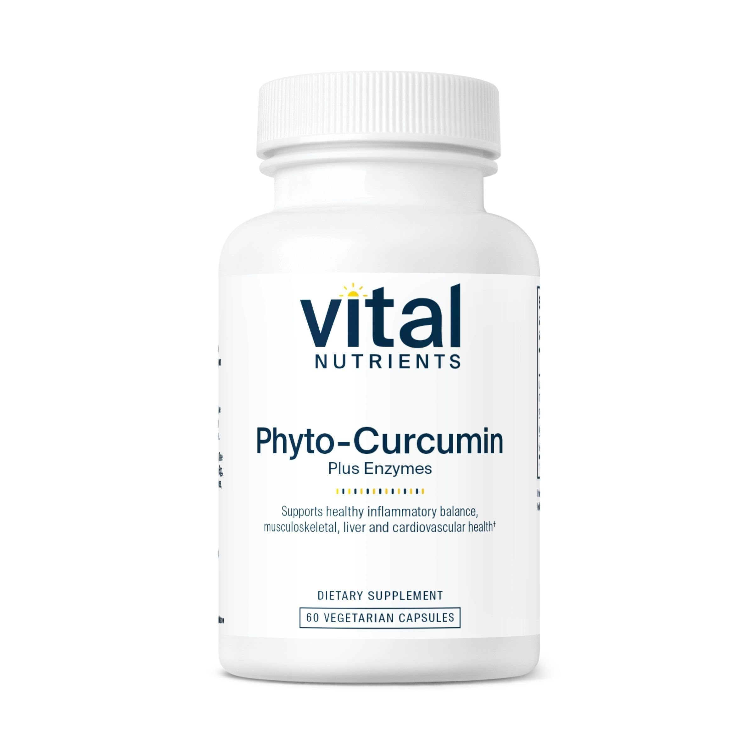 Vital Nutrients Phyto-Curcumin Plus Enzymes, cápsulas diarias para bienestar general.