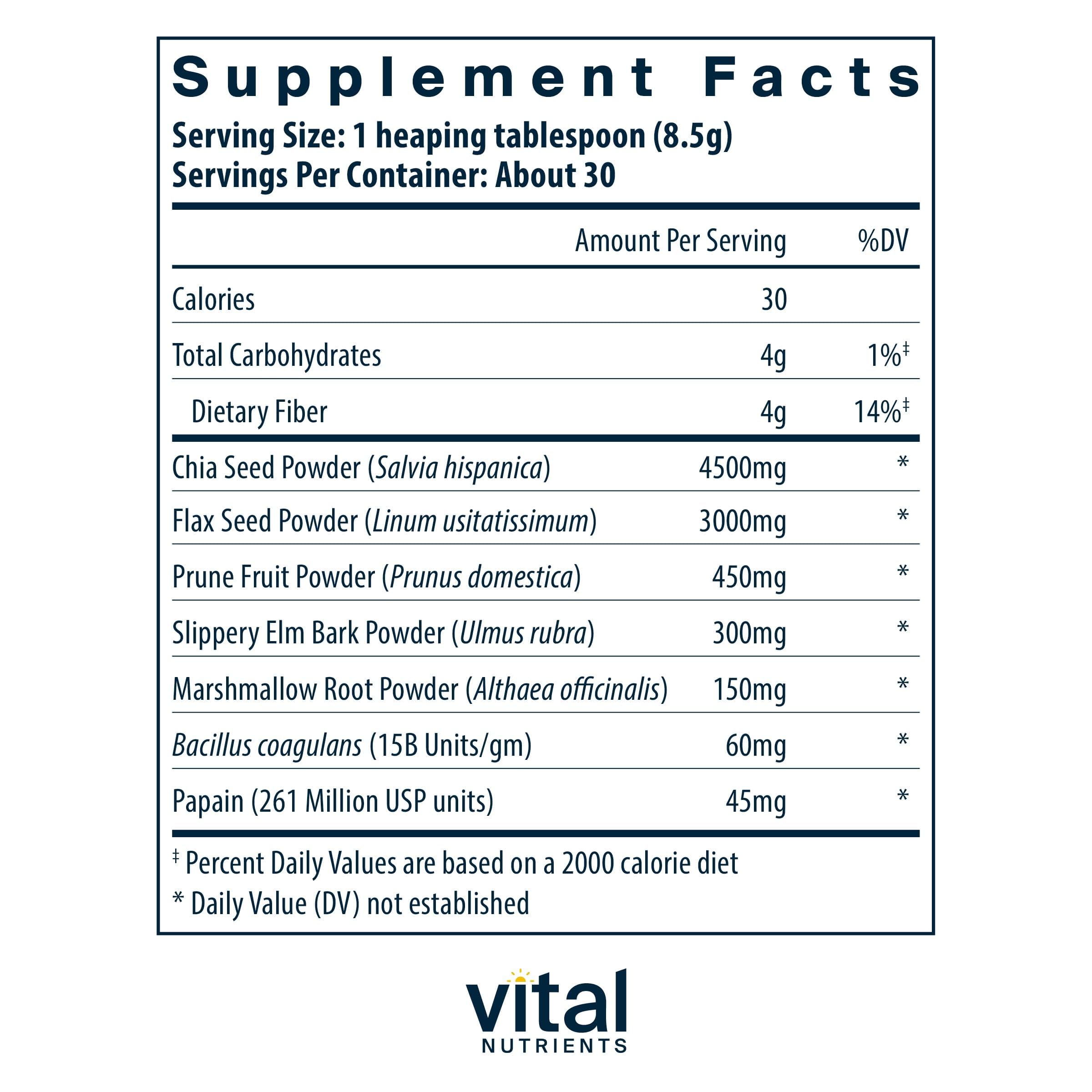 Vital Nutrients Polvo Fusión de Fibra: cuchara de medición para porciones precisas.