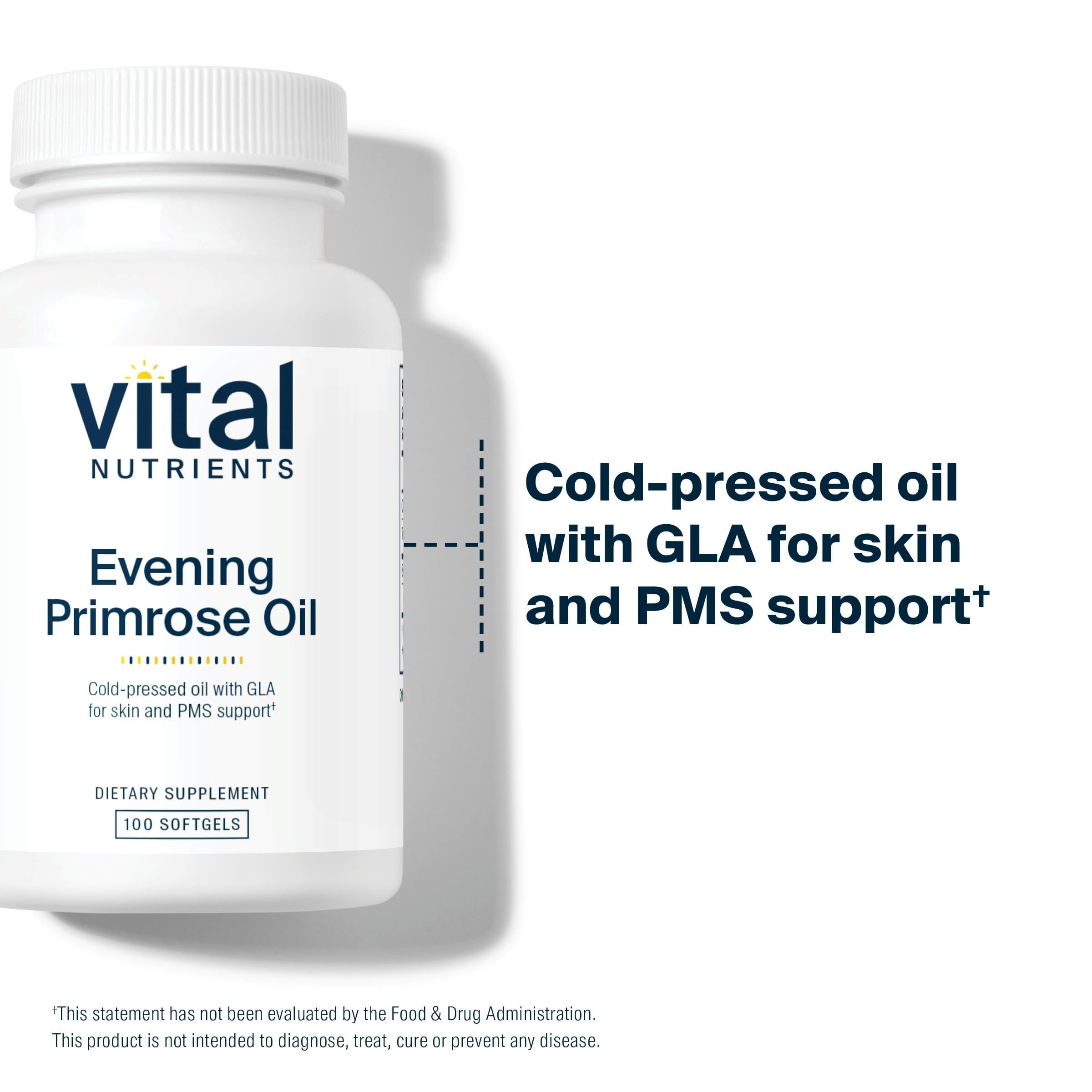 Vital Nutrients Aceite Onagra 1000 mg – etiqueta clara con beneficios para apoyo hormonal