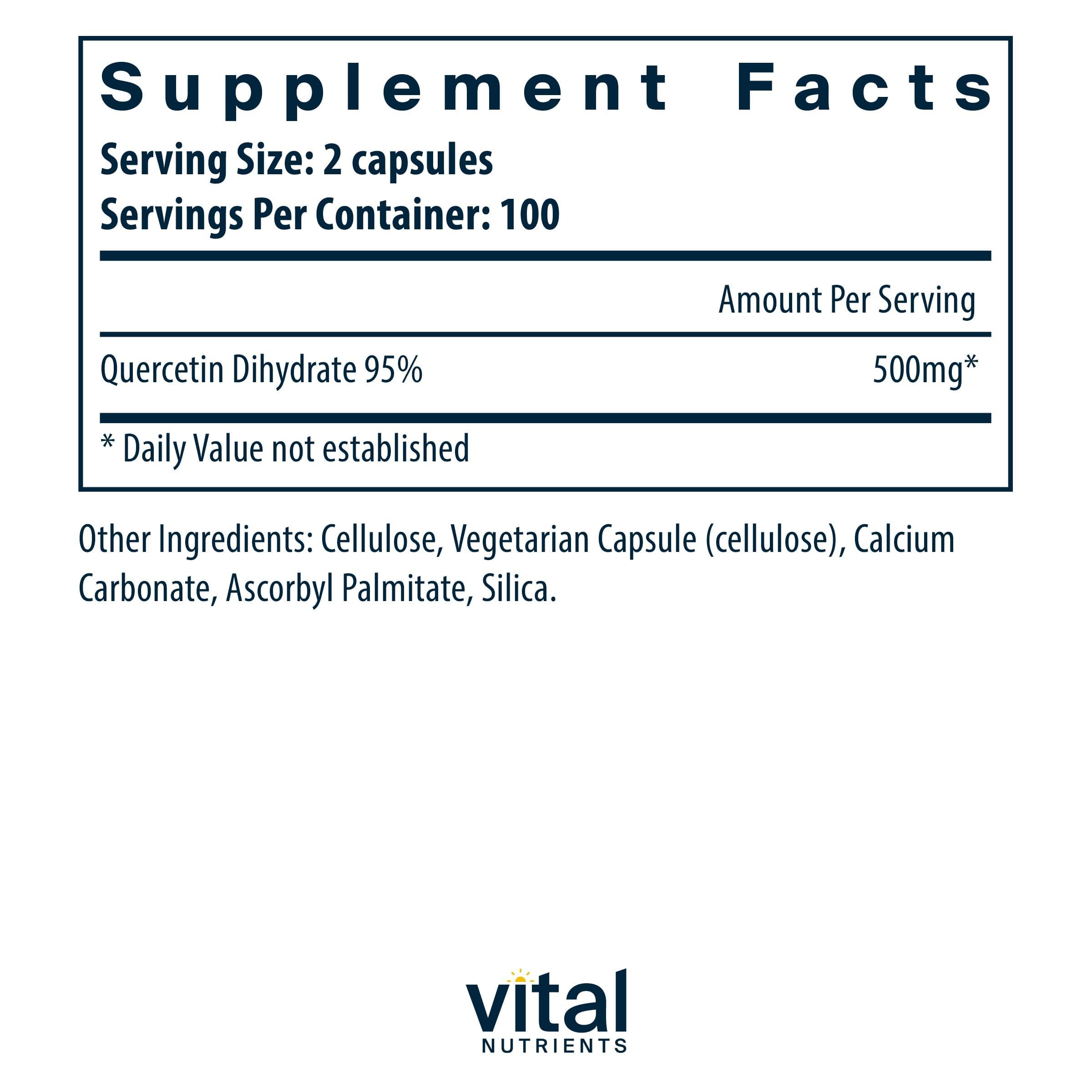 Vital Nutrients Quercetina: cápsulas de 200 unidades para consumo diario