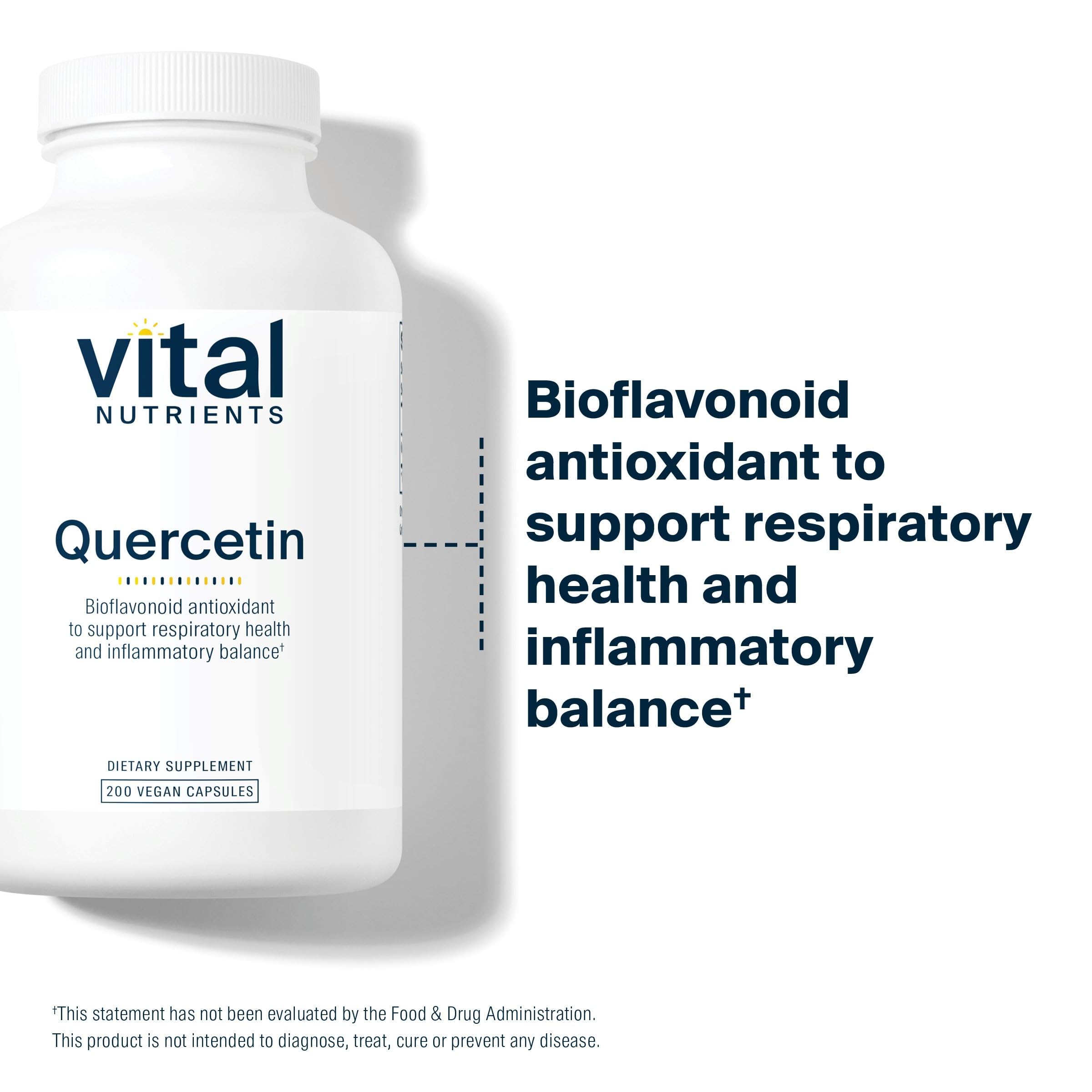Vital Nutrients Quercetina: etiqueta sin gluten, lácteos y soja